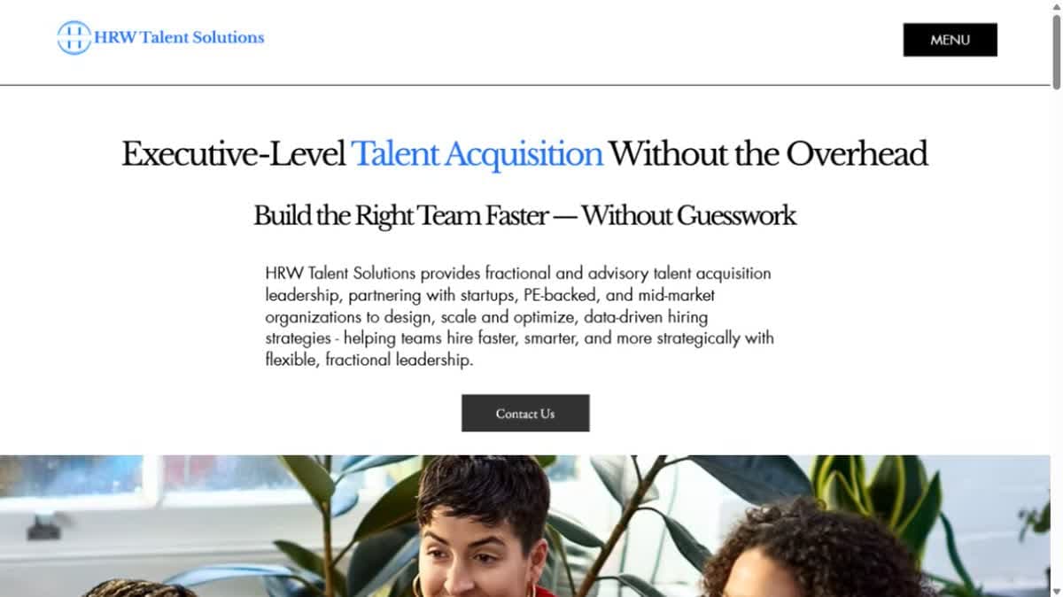 HRW Talent Solutions homepage shown on a desktop browser