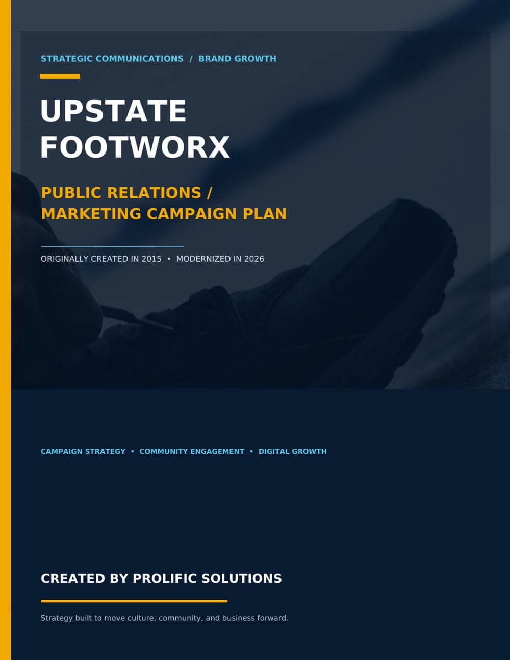 Cover of the Upstate Footworx public relations and marketing campaign plan