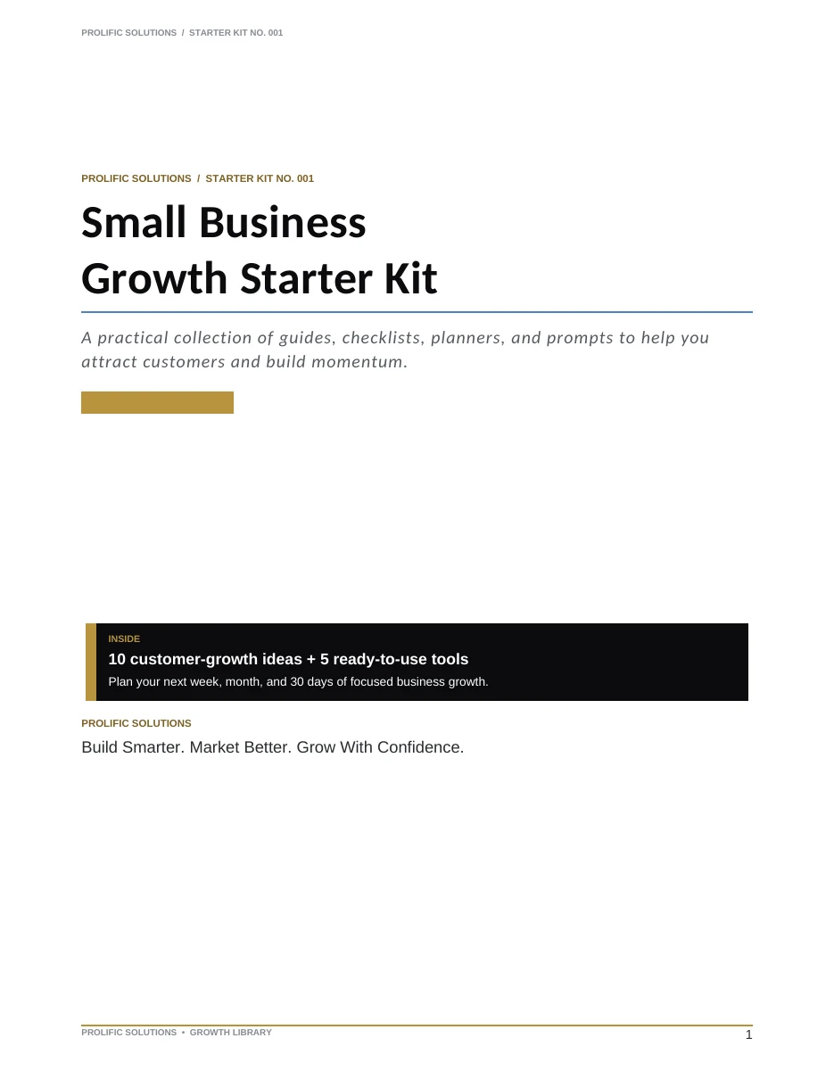 Cover of the Small Business Growth Starter Kit